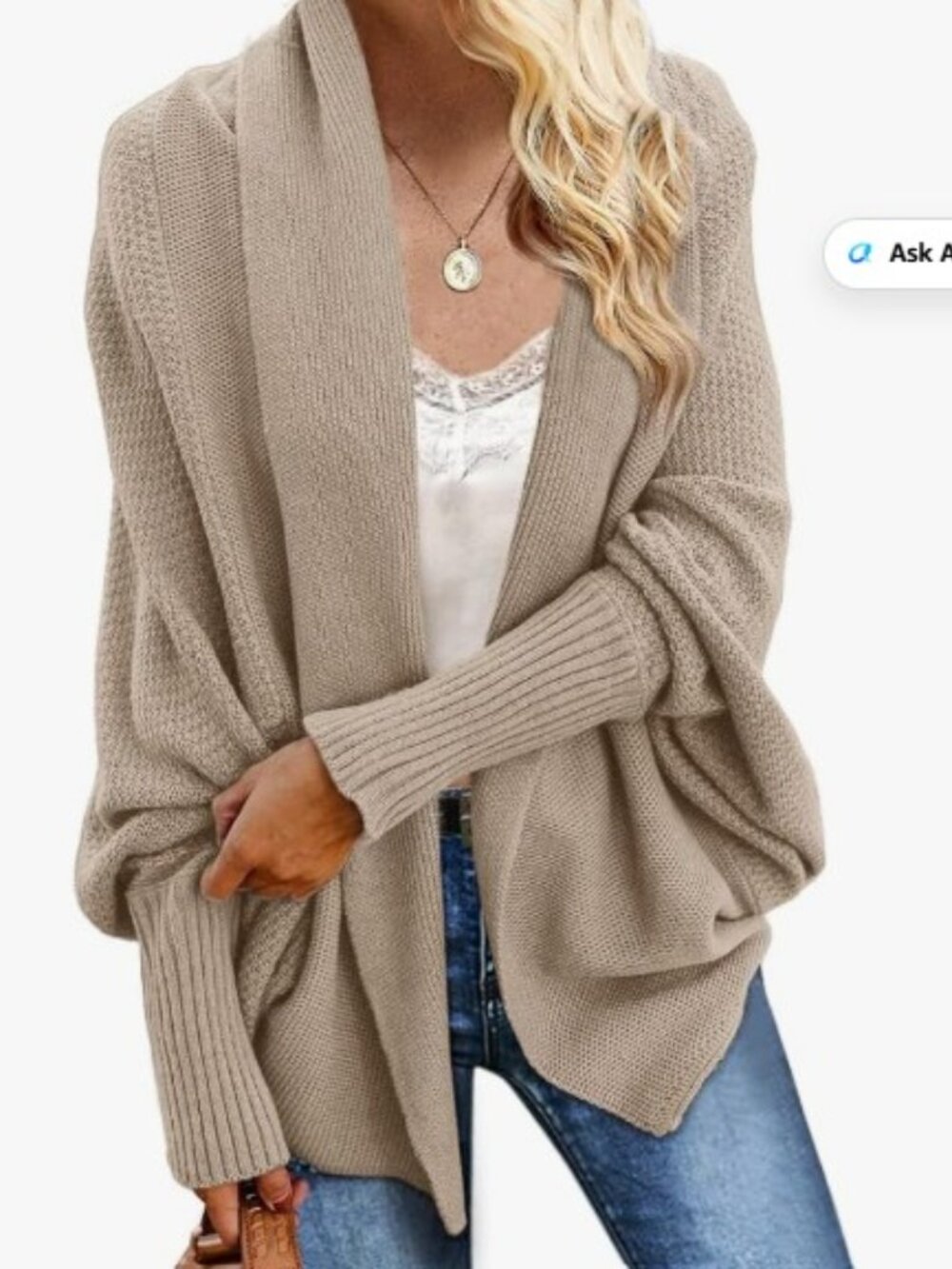 Imily Bela Women's Kimono Batwing Cable Knitted Slouchy Oversized Wrap Cardigan